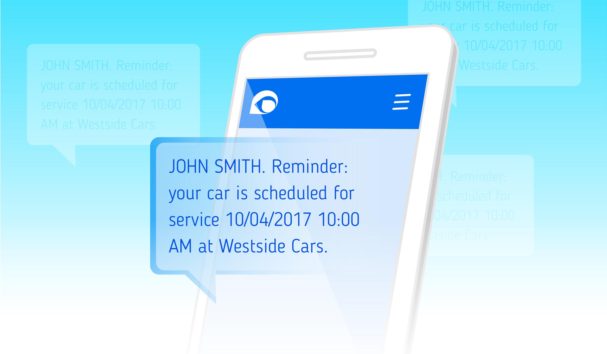 SMS reminder on phone screen