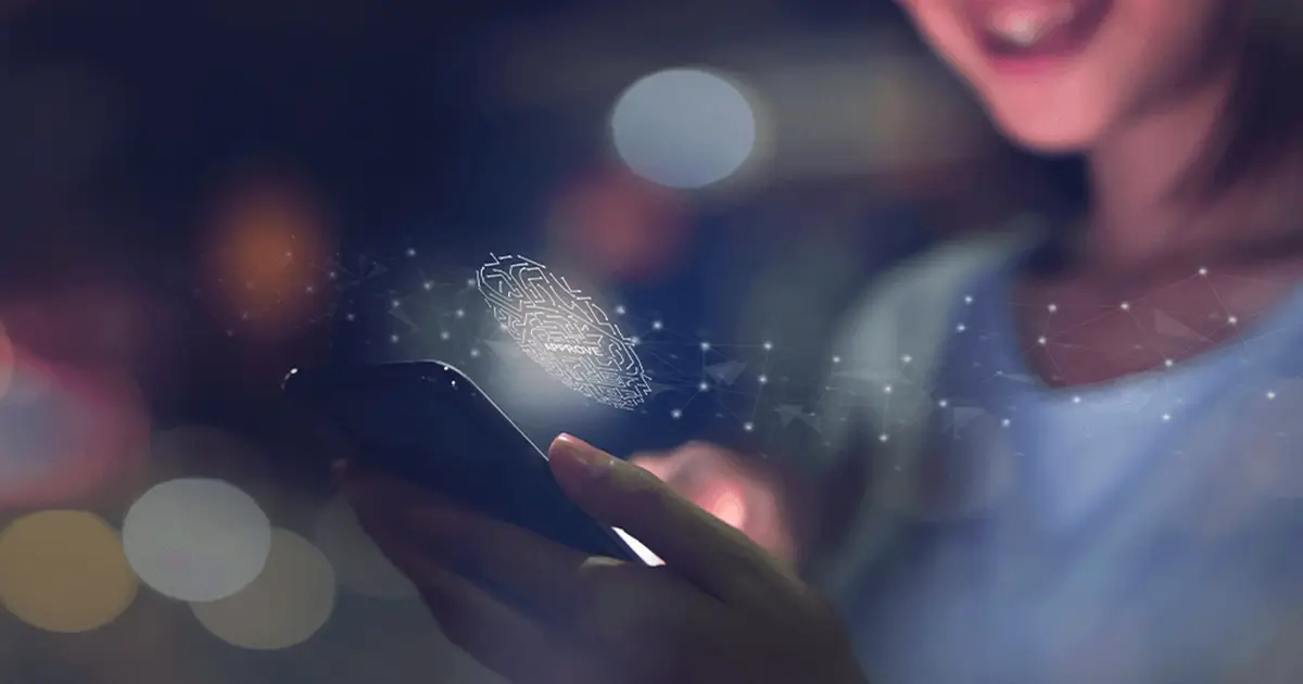 A young woman using a smartphone.