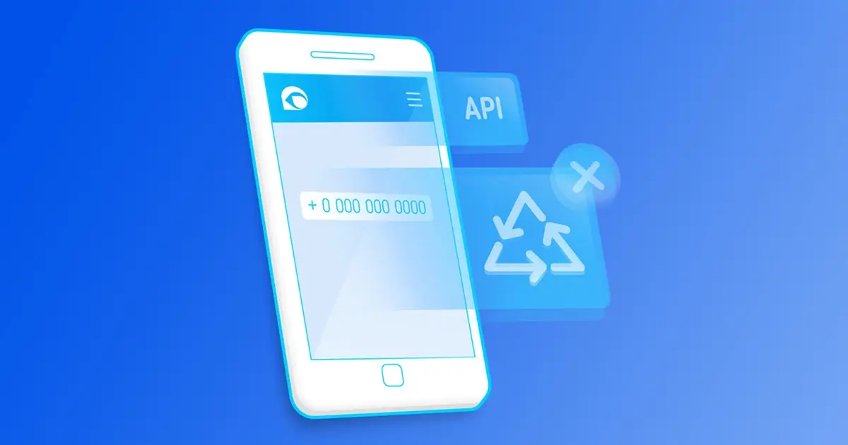 Illustration of a smartphone with a recycle symbol and API text.