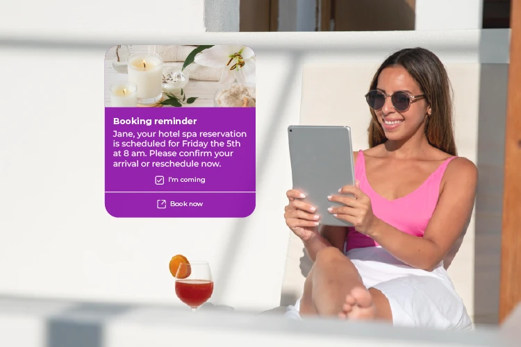 woman receiving a notification on phone