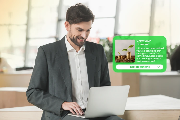 Business man working on a laptop