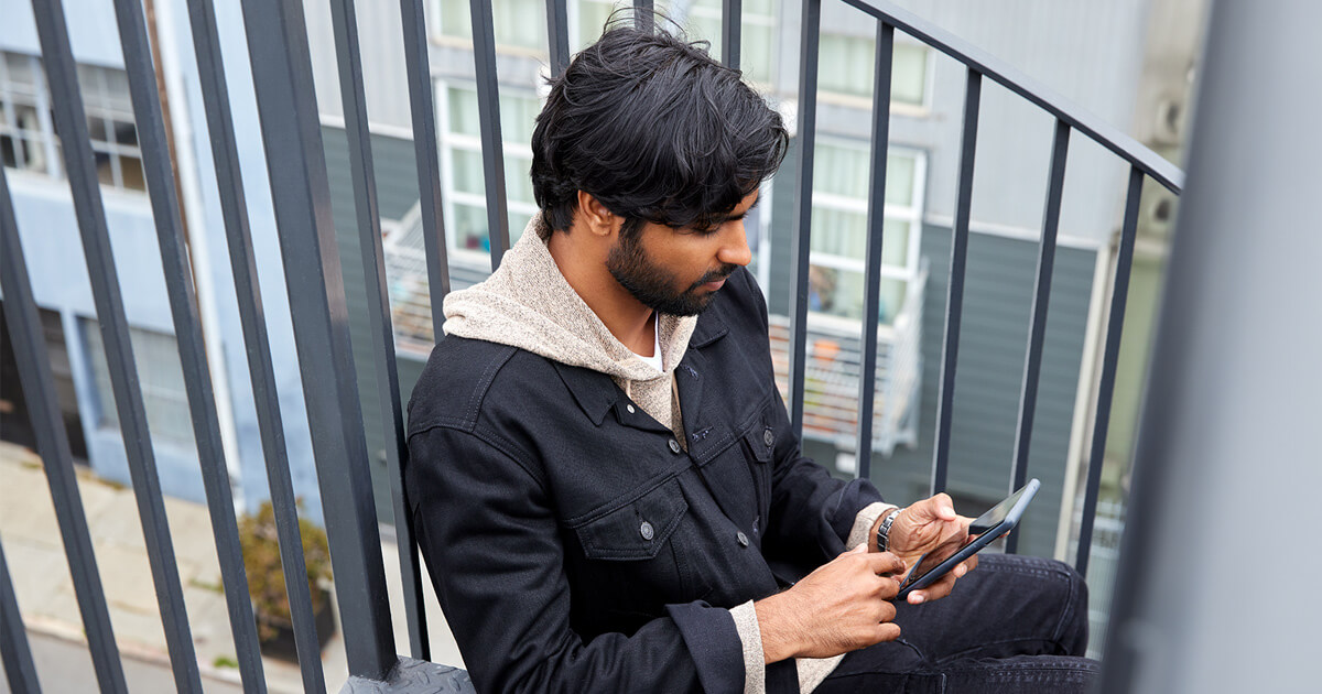 Young male looking at his phone