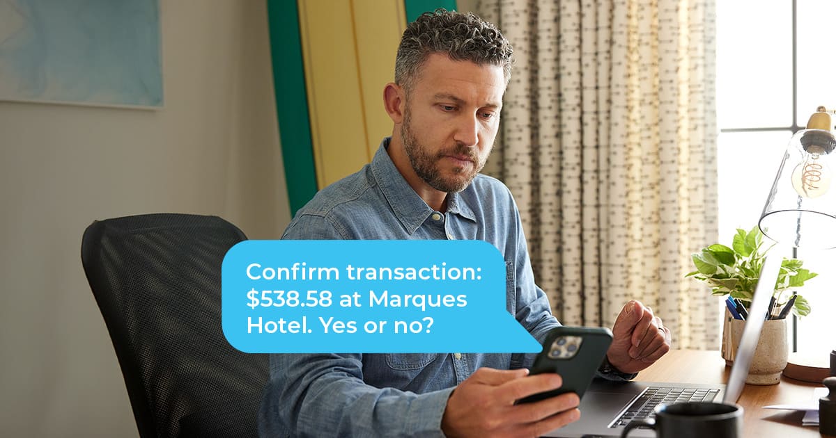 Credit card fraud alert of a card-not-present transaction.