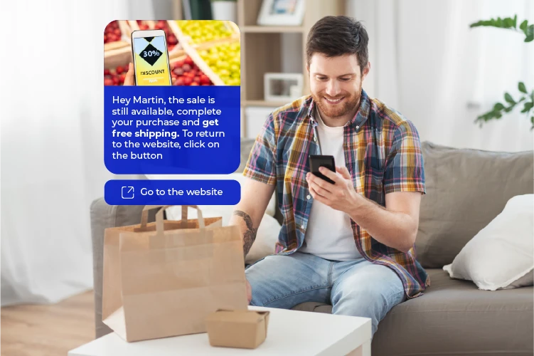Male looking at online grocery cart