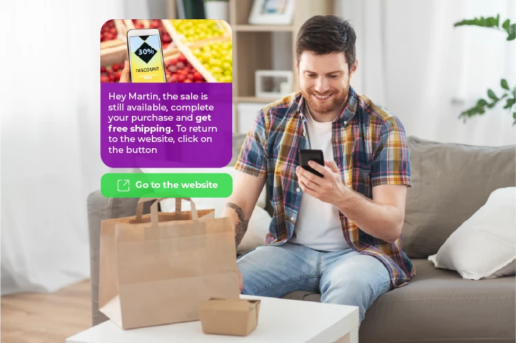 Male looking at online grocery cart